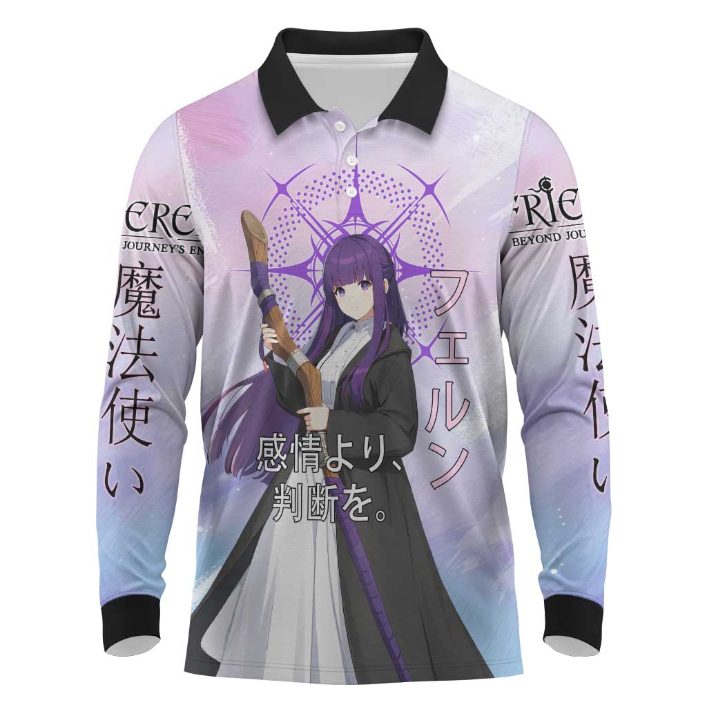 Fern Frieren Beyond Journey’s End Long Sleeve Polo Shirt Anime Pastel Aesthetic