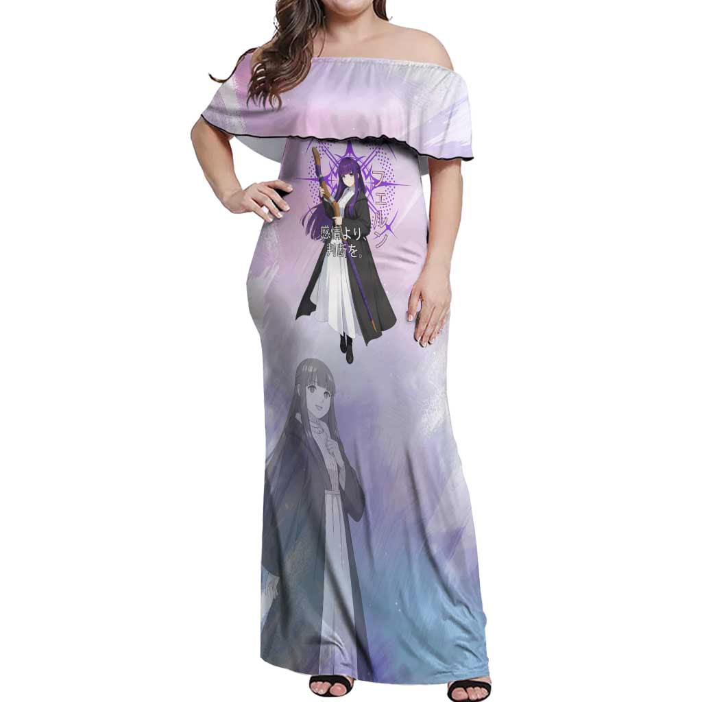 Fern Frieren Beyond Journey’s End Off Shoulder Maxi Dress Anime Pastel Aesthetic