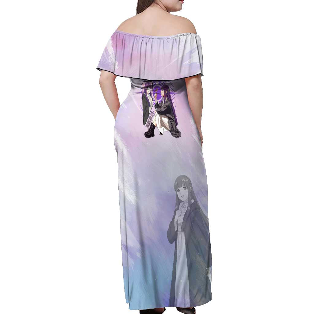 Fern Frieren Beyond Journey’s End Off Shoulder Maxi Dress Anime Pastel Aesthetic