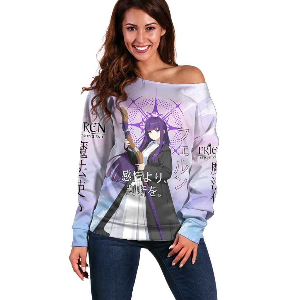 Fern Frieren Beyond Journey’s End Off Shoulder Sweater Anime Pastel Aesthetic