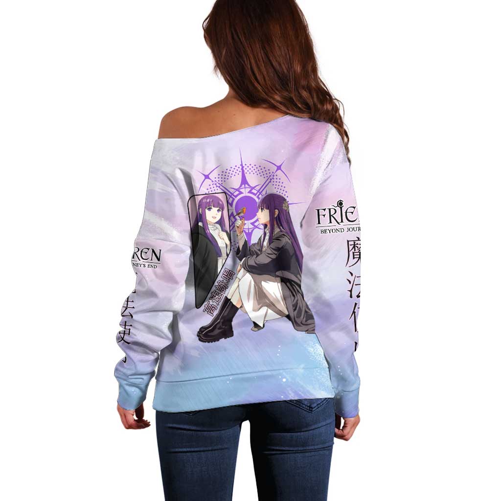 Fern Frieren Beyond Journey’s End Off Shoulder Sweater Anime Pastel Aesthetic