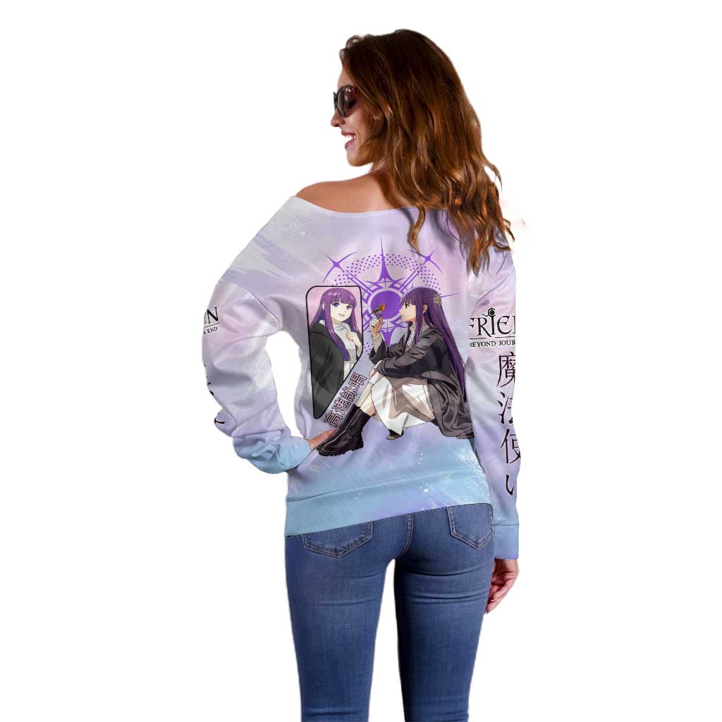 Fern Frieren Beyond Journey’s End Off Shoulder Sweater Anime Pastel Aesthetic