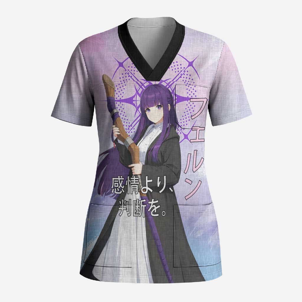 Fern Frieren Beyond Journey’s End Scrub Top Anime Pastel Aesthetic
