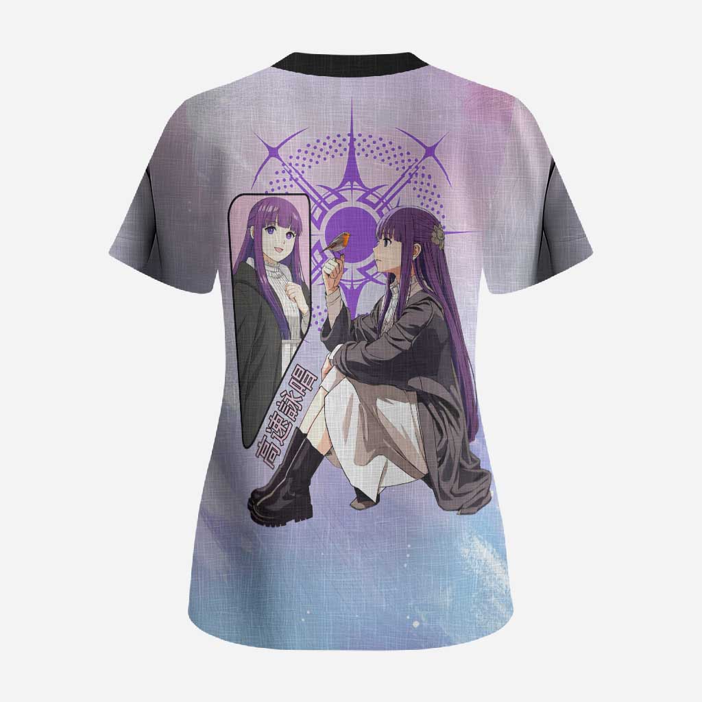 Fern Frieren Beyond Journey’s End Scrub Top Anime Pastel Aesthetic