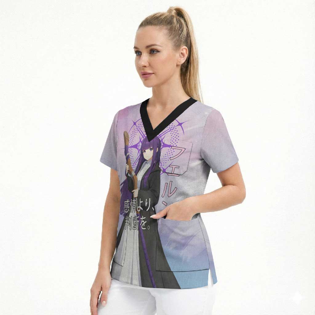 Fern Frieren Beyond Journey’s End Scrub Top Anime Pastel Aesthetic