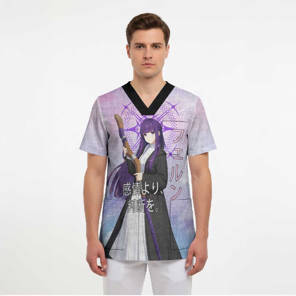 Fern Frieren Beyond Journey’s End Scrub Top Anime Pastel Aesthetic