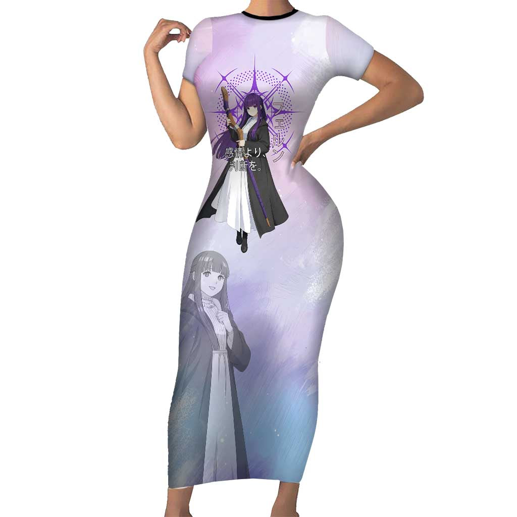 Fern Frieren Beyond Journey’s End Short Sleeve Bodycon Dress Anime Pastel Aesthetic