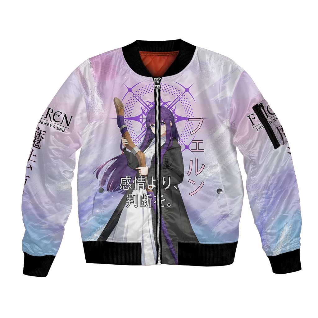 Fern Frieren Beyond Journey’s End Sleeve Zip Bomber Jacket Anime Pastel Aesthetic