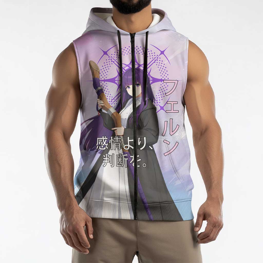 Fern Frieren Beyond Journey’s End Sleeveless Zip Hoodie Anime Pastel Aesthetic