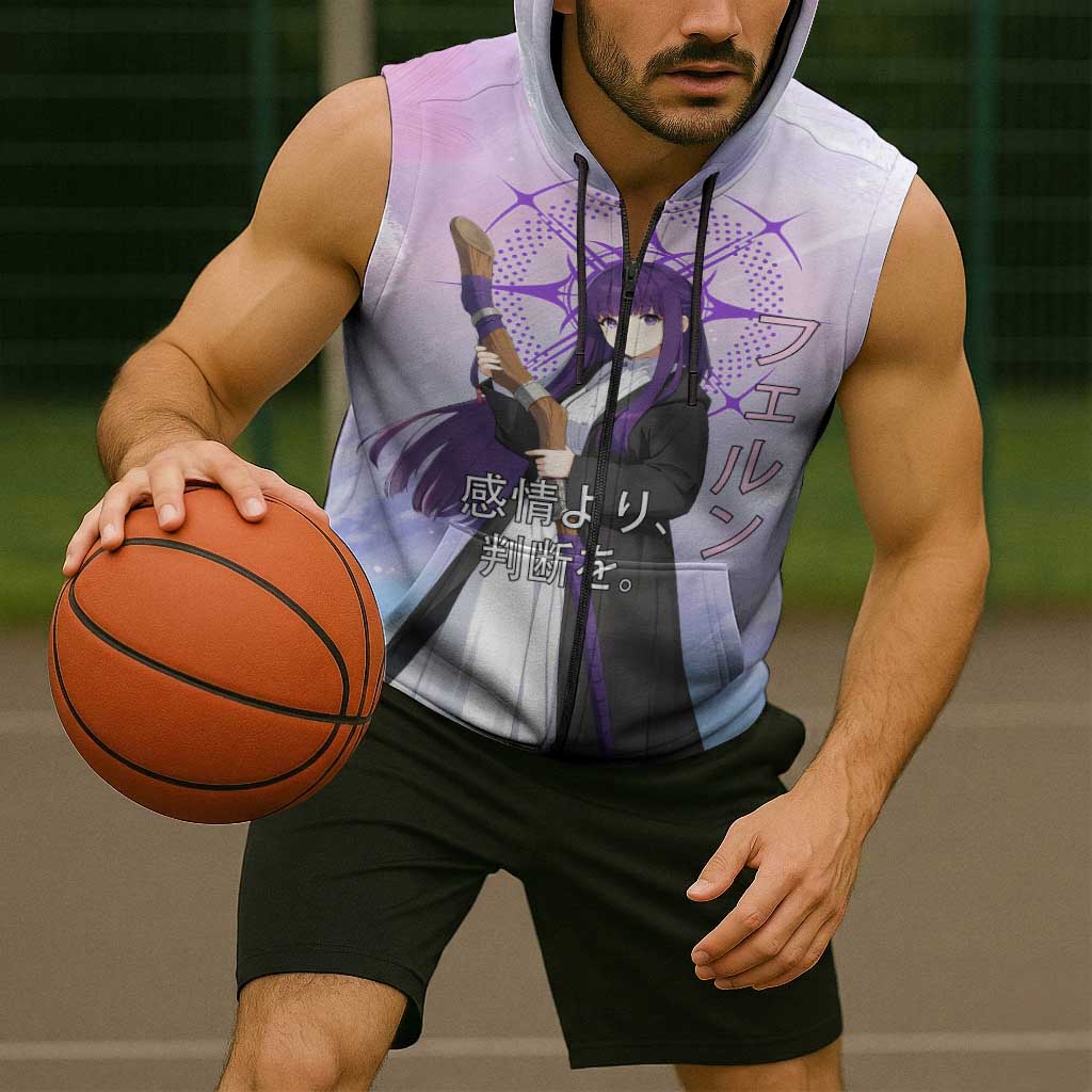 Fern Frieren Beyond Journey’s End Sleeveless Zip Hoodie Anime Pastel Aesthetic