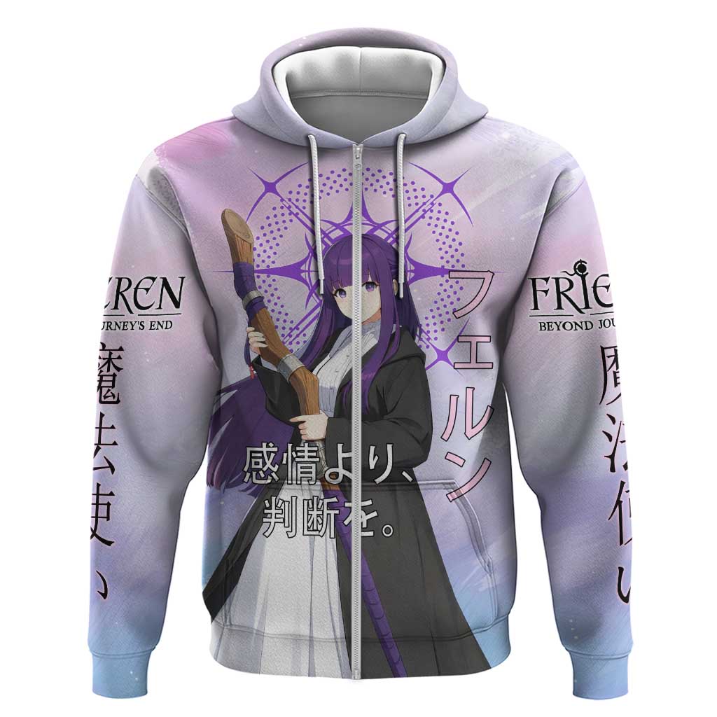 Fern Frieren Beyond Journey’s End Zip Hoodie Anime Pastel Aesthetic