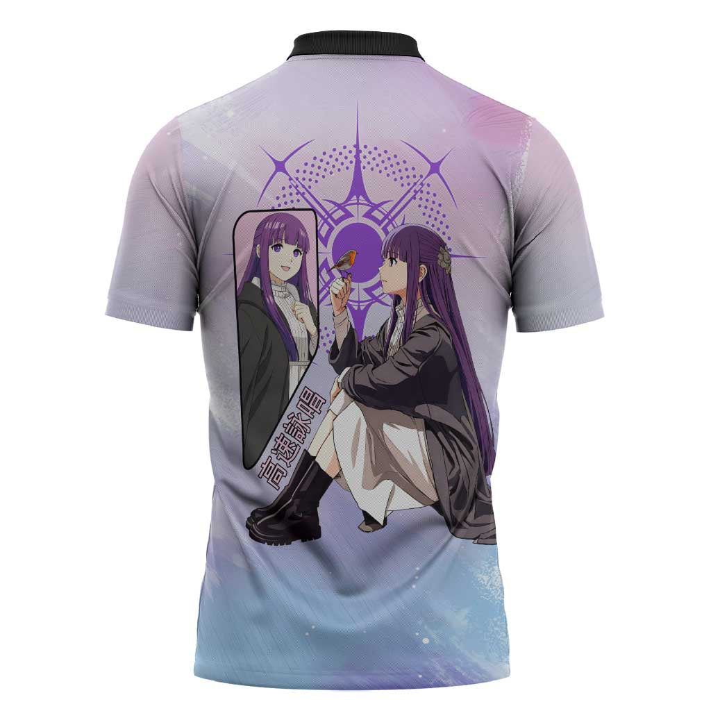Fern Frieren Beyond Journey’s End Zipper Polo Shirt Anime Pastel Aesthetic