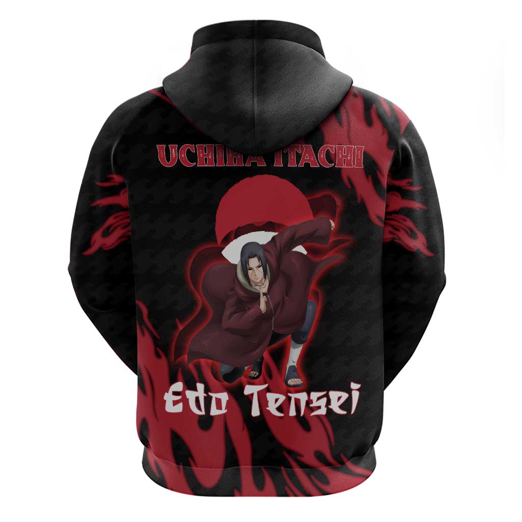 Uchiha Itachi Edo Tensei Naruto Hoodie Crimson Flame Anime Resurrection Style
