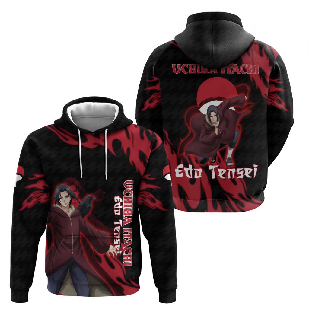 Uchiha Itachi Edo Tensei Naruto Hoodie Crimson Flame Anime Resurrection Style