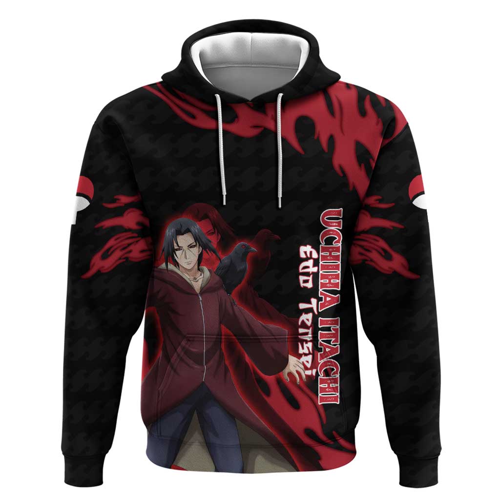 Uchiha Itachi Edo Tensei Naruto Zip Hoodie Crimson Flame Anime Resurrection Style
