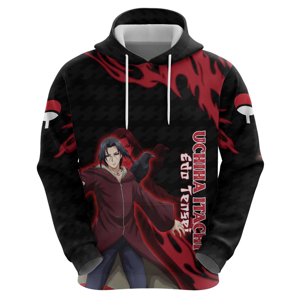 Uchiha Itachi Edo Tensei Naruto Zip Hoodie Crimson Flame Anime Resurrection Style