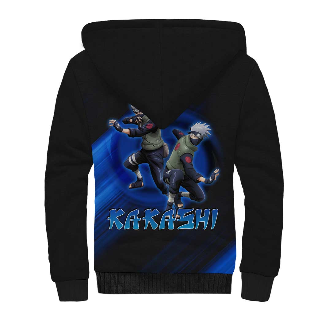 Kakashi Hatake Naruto Sherpa Hoodie Electric Surge Anime Motion Style