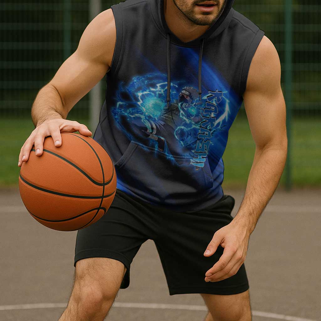 Kakashi Hatake Naruto Sleeveless Hoodie Electric Surge Anime Motion Style