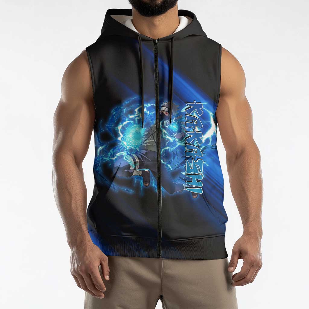 Kakashi Hatake Naruto Sleeveless Zip Hoodie Electric Surge Anime Motion Style