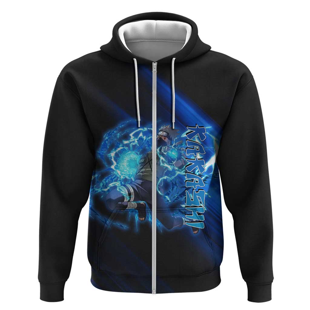 Kakashi Hatake Naruto Zip Hoodie Electric Surge Anime Motion Style