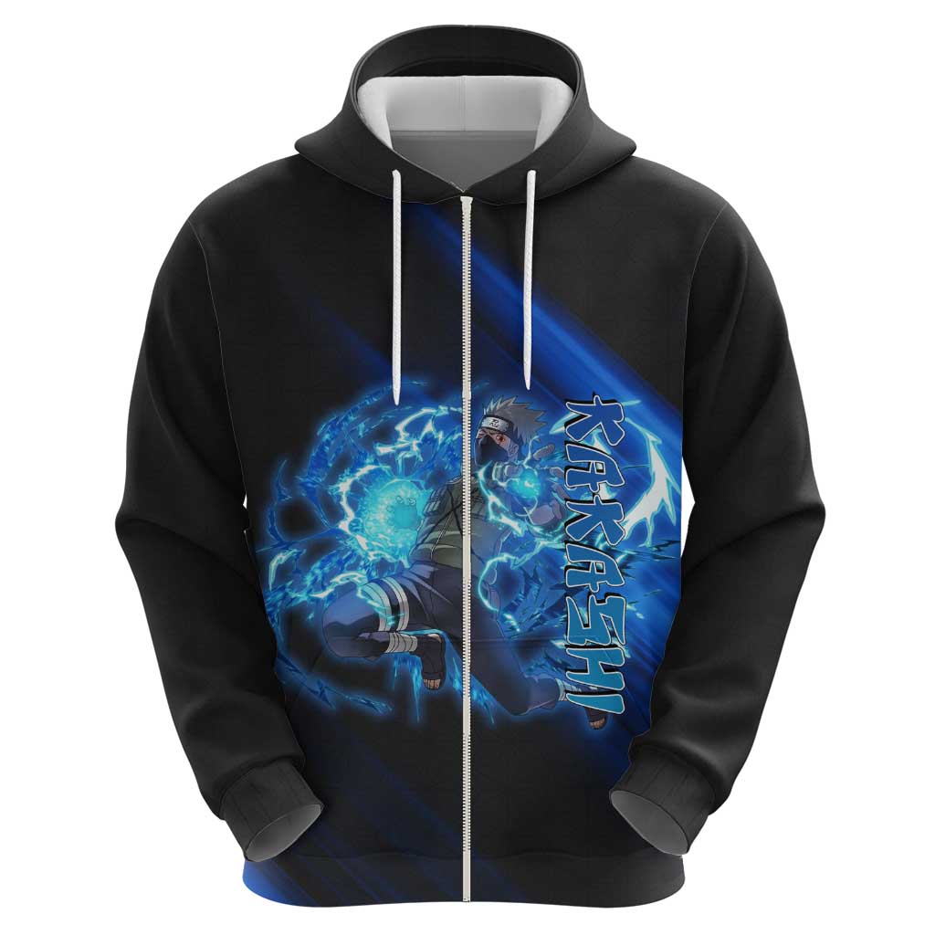 Kakashi Hatake Naruto Zip Hoodie Electric Surge Anime Motion Style