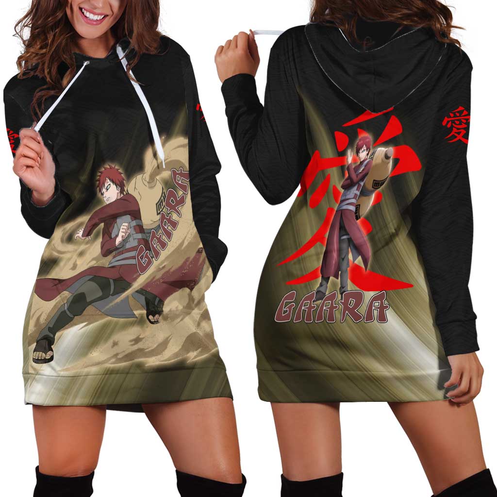 Gaara Naruto Hoodie Dress Sandstorm Anime Kanji Burst Style