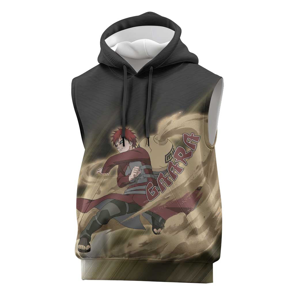 Gaara Naruto Sleeveless Hoodie Sandstorm Anime Kanji Burst Style