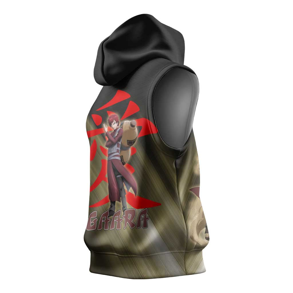 Gaara Naruto Sleeveless Hoodie Sandstorm Anime Kanji Burst Style