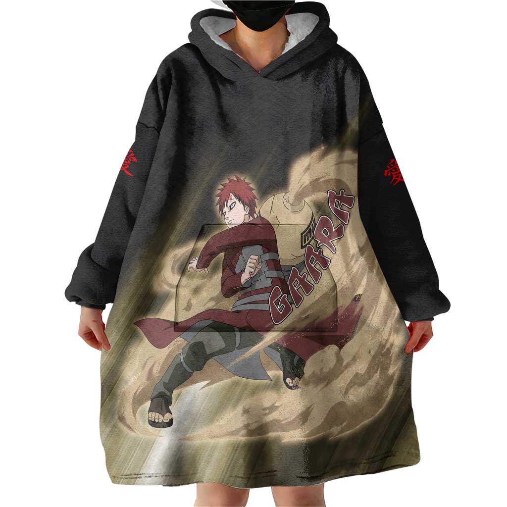 Gaara Naruto Wearable Blanket Hoodie Sandstorm Anime Kanji Burst Style