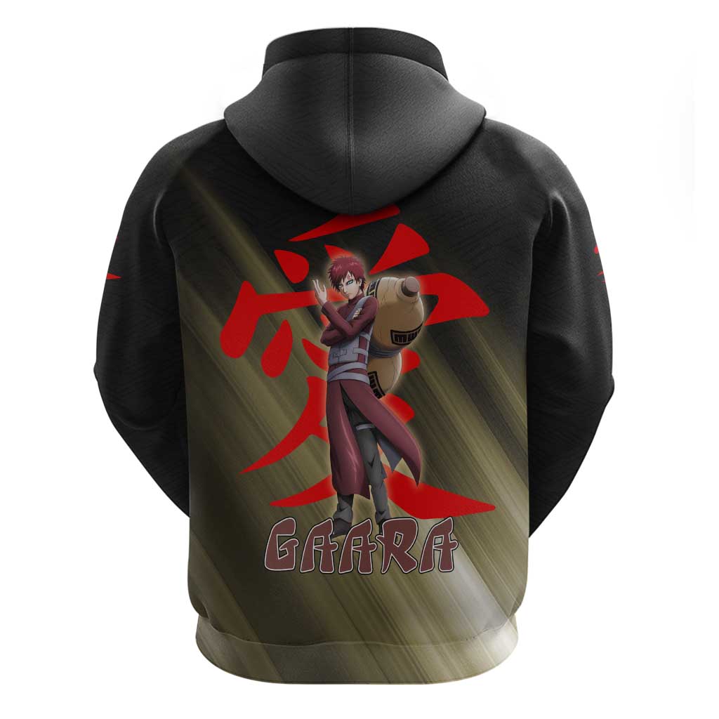 Gaara Naruto Zip Hoodie Sandstorm Anime Kanji Burst Style