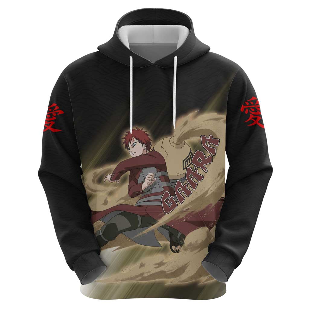 Gaara Naruto Zip Hoodie Sandstorm Anime Kanji Burst Style