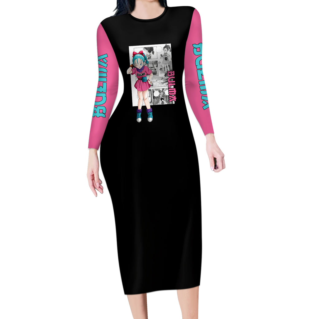 Bulma Long Sleeve Bodycon Dress Dragon Ball