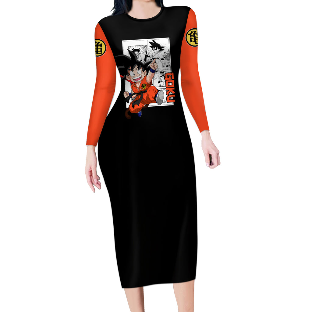 Goku Kid Long Sleeve Bodycon Dress Dragon Ball Anime Mix Manga