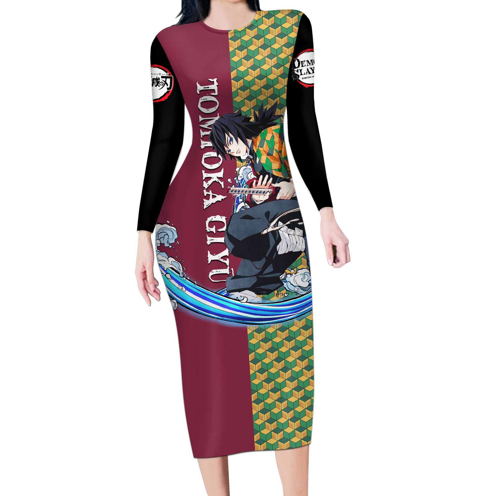 Tomioka Giyū - Demon Slayer Long Sleeve Bodycon Dress Anime Style