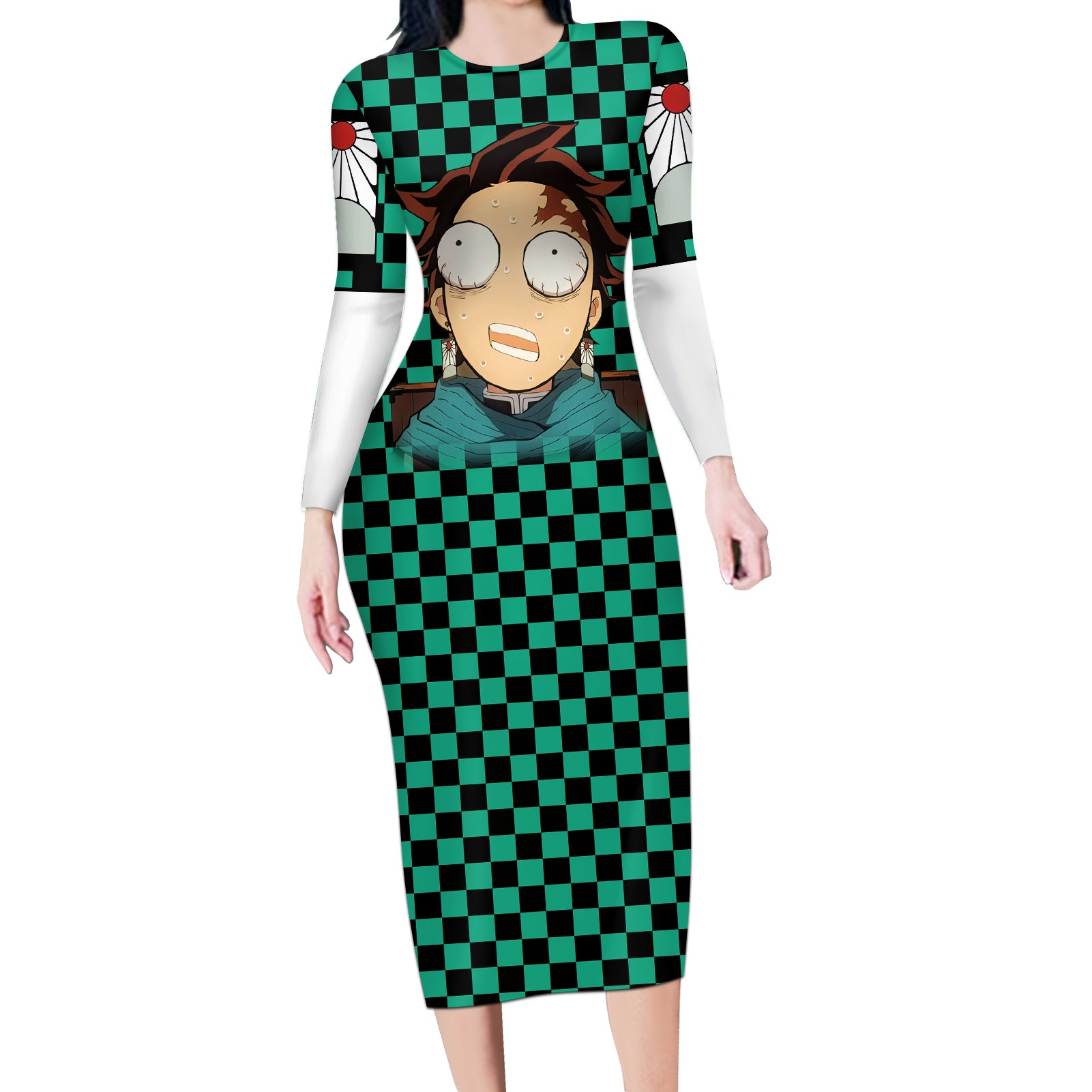 Kimetsu Tanjro Demon Slayer Long Sleeve Bodycon Dress Anime Style