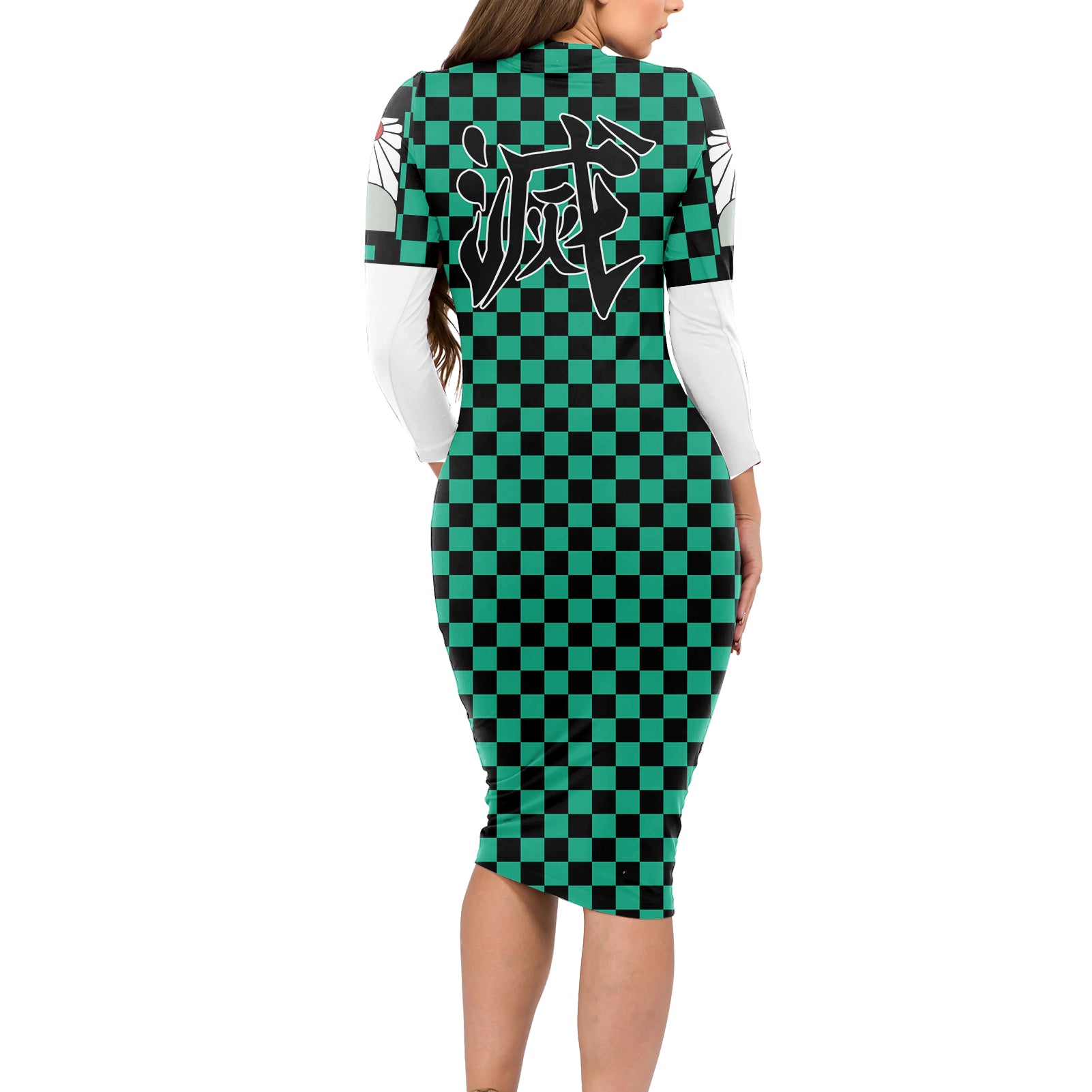 Kimetsu Tanjro Demon Slayer Long Sleeve Bodycon Dress Anime Style