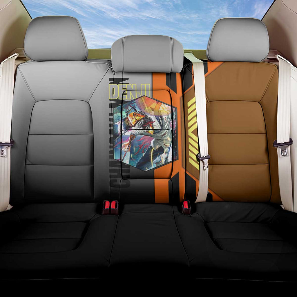 Denji from Chainsaw Man Back Car Seat Cover with Energetic Posing and Chainsaw Demon Design - The Mazicc