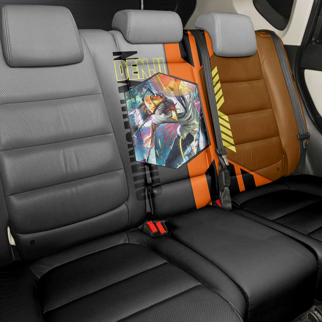 Denji from Chainsaw Man Back Car Seat Cover with Energetic Posing and Chainsaw Demon Design - The Mazicc