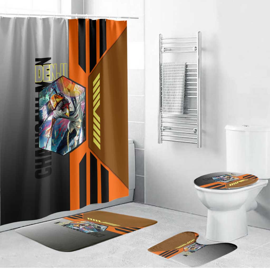 Denji from Chainsaw Man Bathroom Set with Energetic Posing and Chainsaw Demon Design - The Mazicc