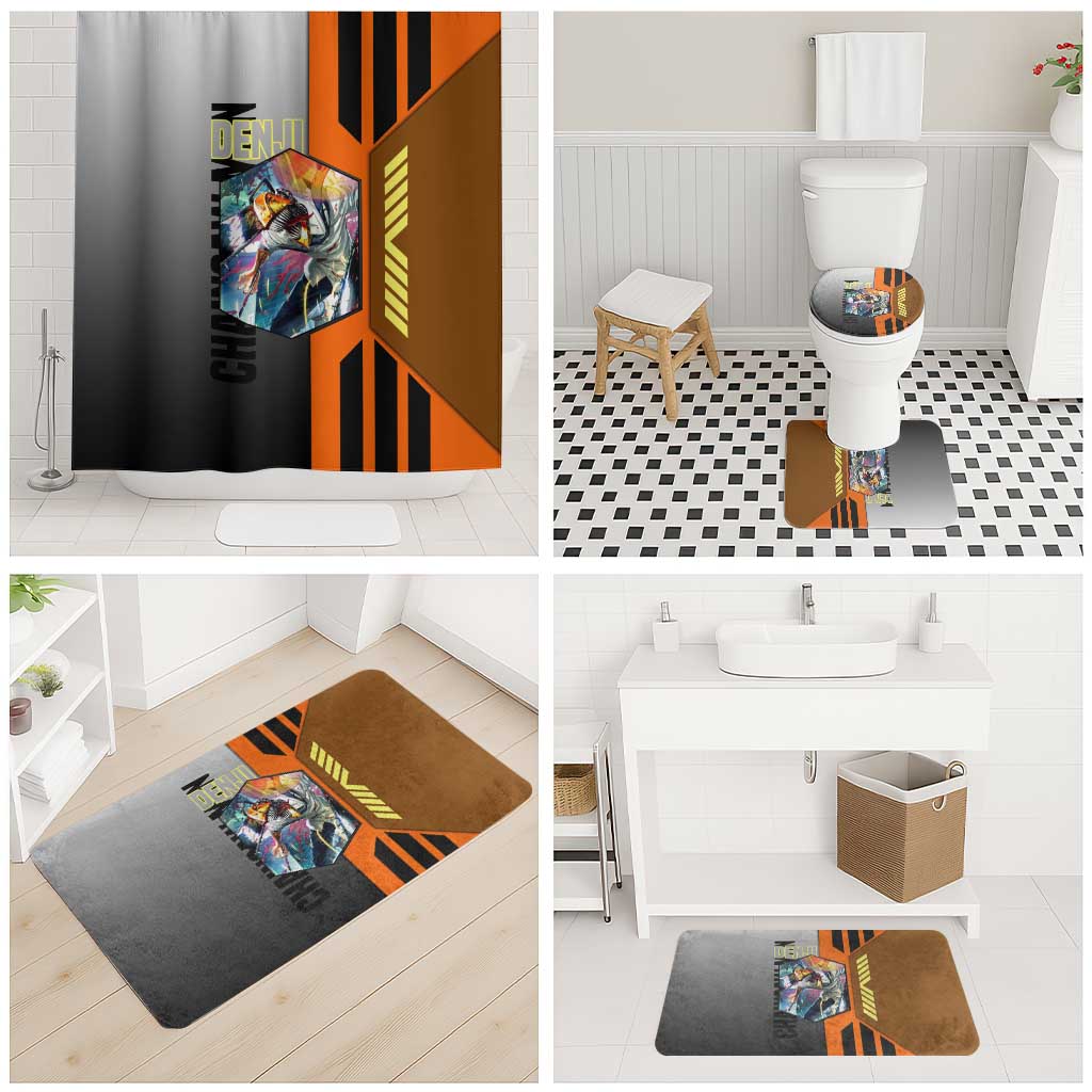 Denji from Chainsaw Man Bathroom Set with Energetic Posing and Chainsaw Demon Design - The Mazicc