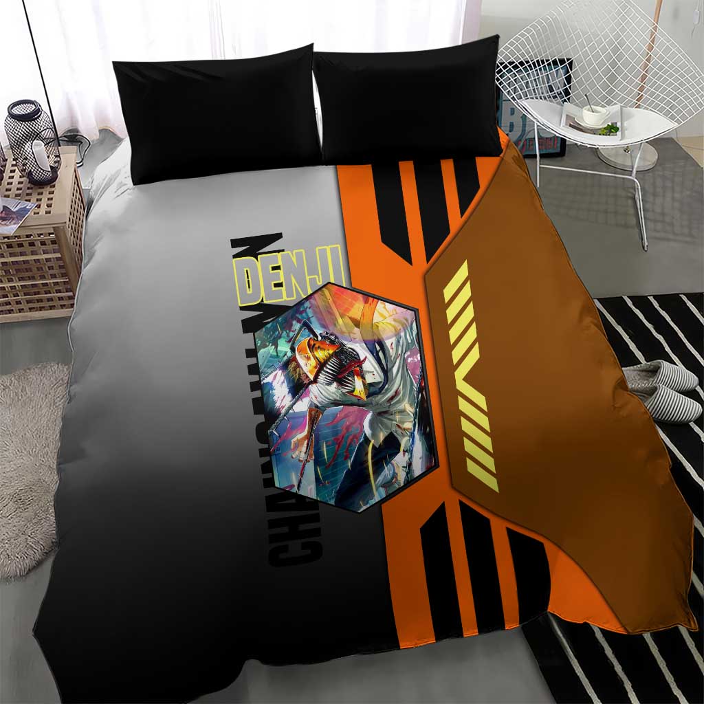 Denji from Chainsaw Man Bedding Set with Energetic Posing and Chainsaw Demon Design - The Mazicc