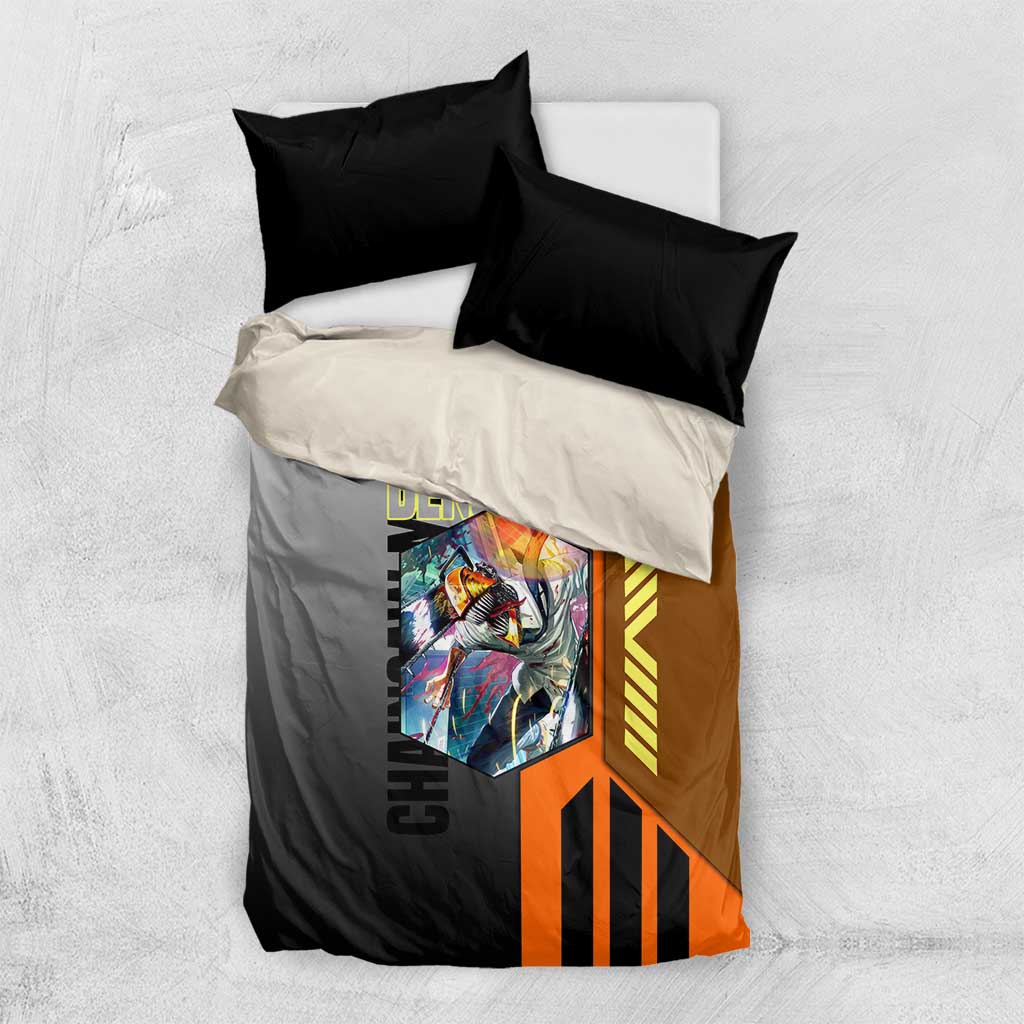 Denji from Chainsaw Man Bedding Set with Energetic Posing and Chainsaw Demon Design - The Mazicc