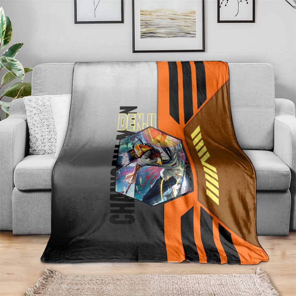 Denji from Chainsaw Man Blanket with Energetic Posing and Chainsaw Demon Design - The Mazicc