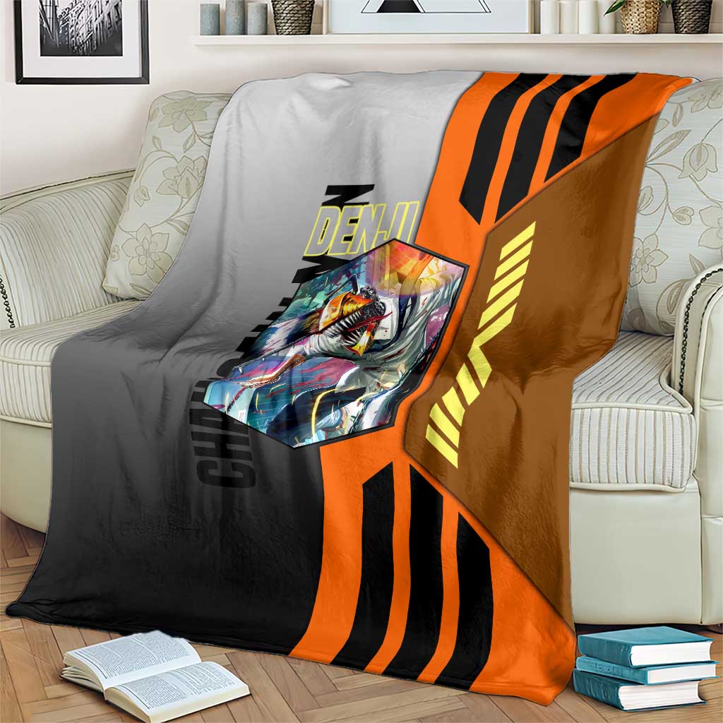 Denji from Chainsaw Man Blanket with Energetic Posing and Chainsaw Demon Design - The Mazicc