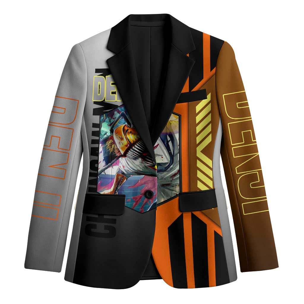 Denji from Chainsaw Man Blazer with Energetic Posing and Chainsaw Demon Design - The Mazicc