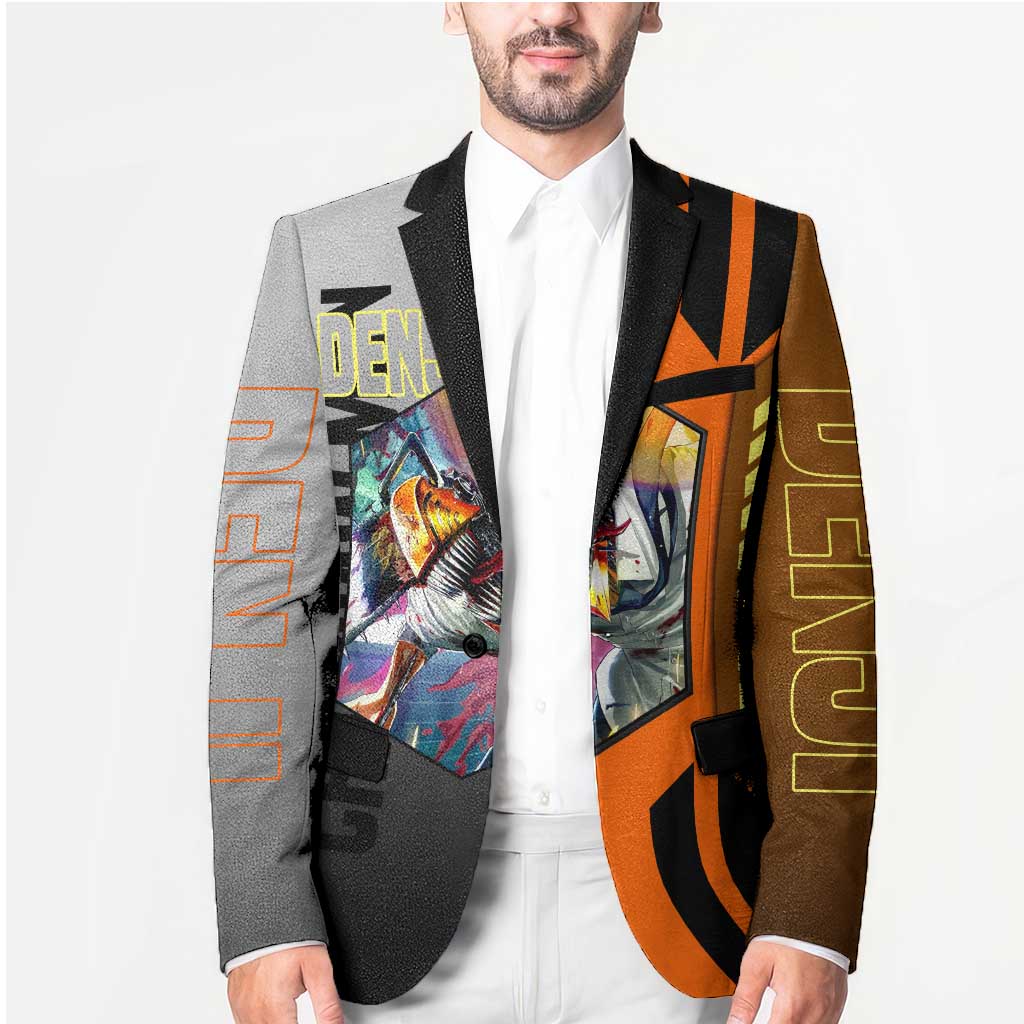 Denji from Chainsaw Man Blazer with Energetic Posing and Chainsaw Demon Design - The Mazicc