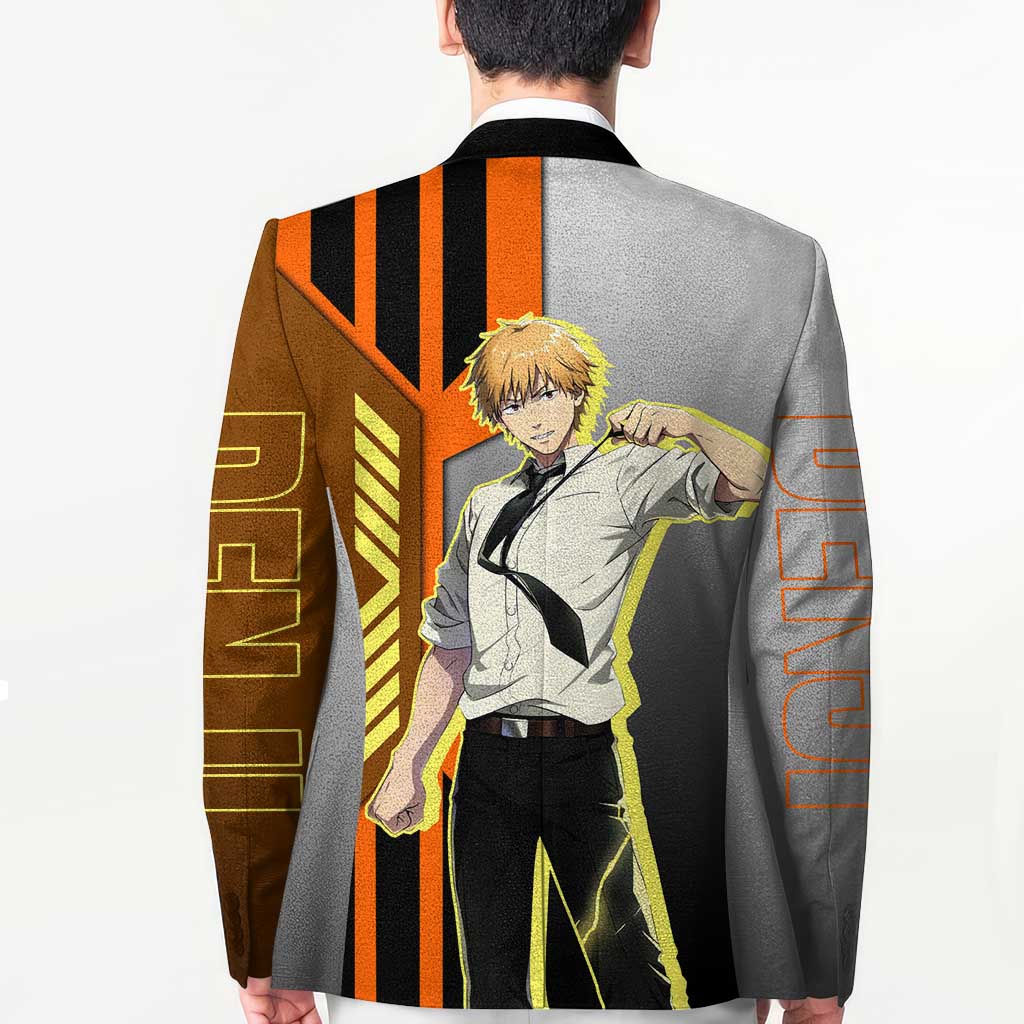 Denji from Chainsaw Man Blazer with Energetic Posing and Chainsaw Demon Design - The Mazicc
