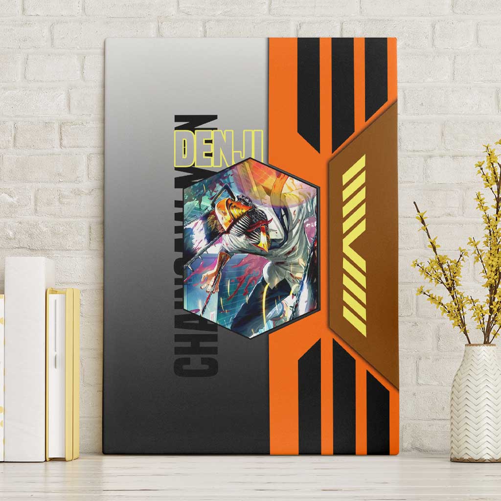 Denji from Chainsaw Man Canvas Wall Art with Energetic Posing and Chainsaw Demon Design - The Mazicc