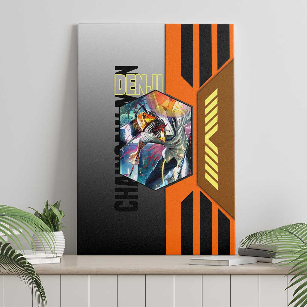 Denji from Chainsaw Man Canvas Wall Art with Energetic Posing and Chainsaw Demon Design - The Mazicc