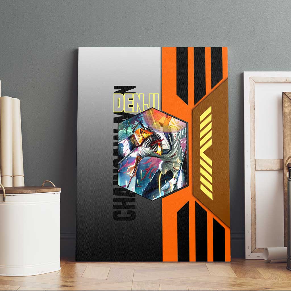 Denji from Chainsaw Man Canvas Wall Art with Energetic Posing and Chainsaw Demon Design - The Mazicc